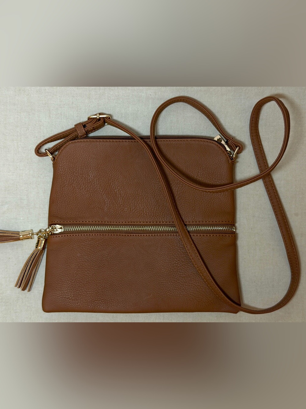 Classic Brown Vegan Leather Crossbody Bag